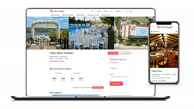 Düğünbuketi web mobil görünüm